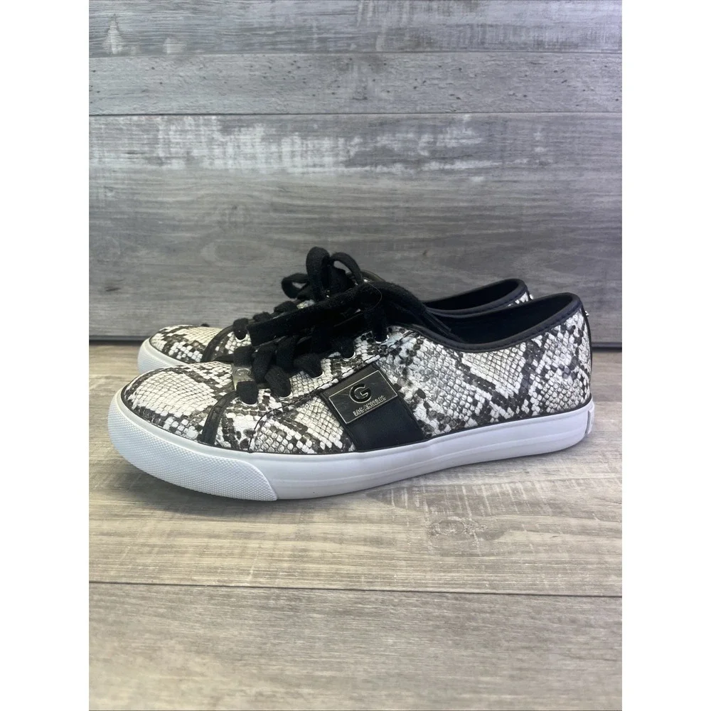 Guess Shoes GBG Los Angeles Black White Snakeskin Print Size 8.5 Snake